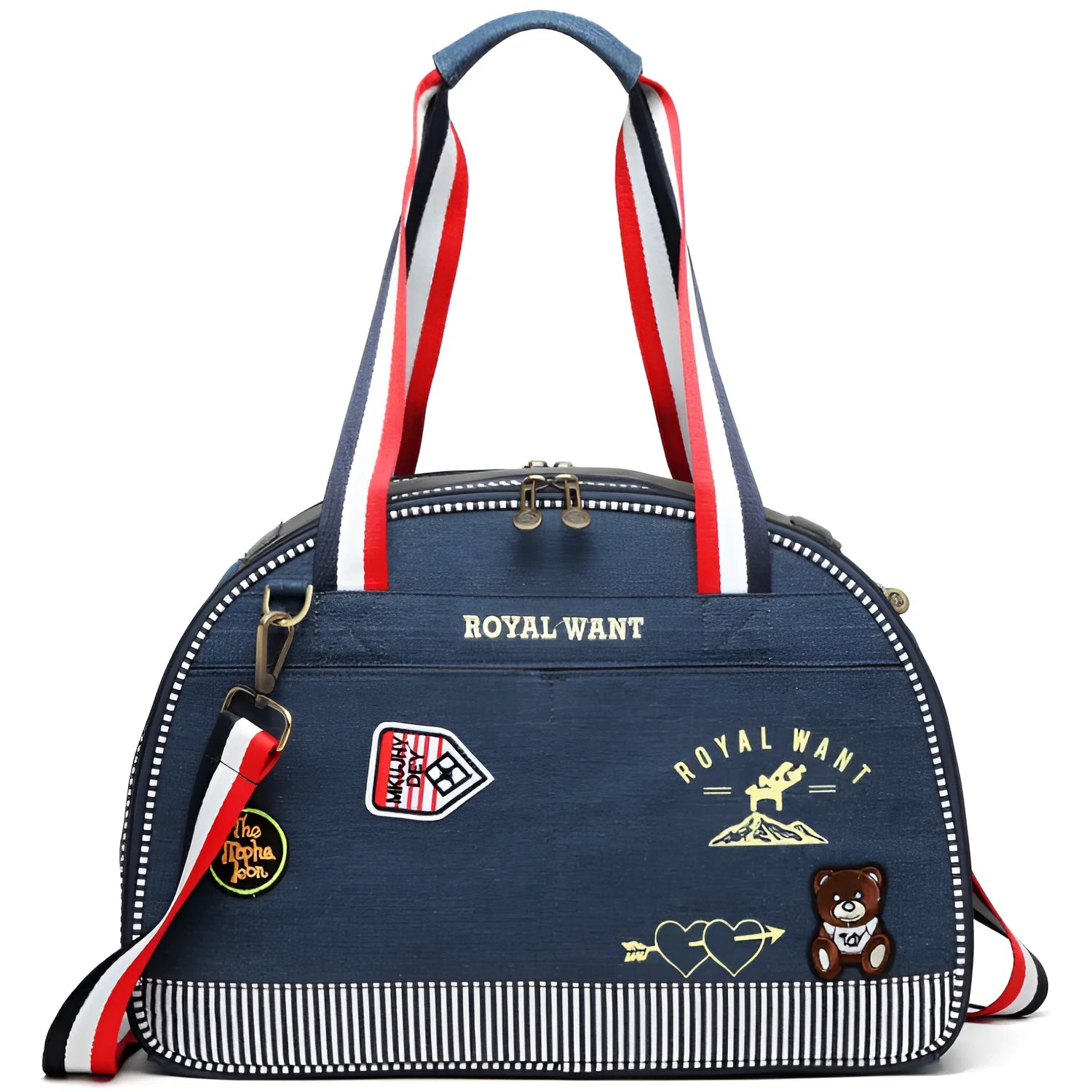 Blue denim pet bag with Japanese cartoon pattern for small dogs and cats