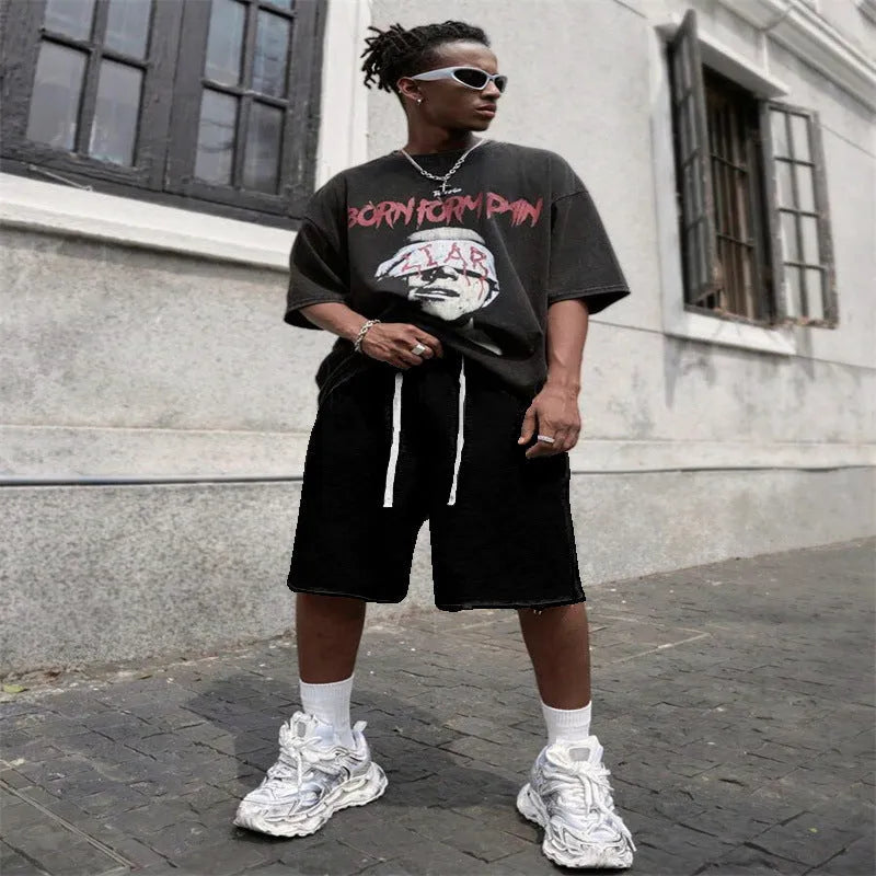 Men's straight leg trousers in plus sizes with hip-hop street style for sports wear