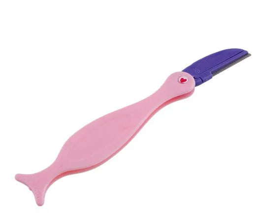 Eyebrow shaping set with pencil, scissors, razor, and stencil in black finish on white background