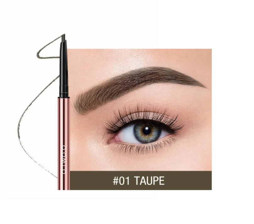 Brow pencil in a colour box with six shade options: Auburn, Blonde, Caramel, Dark Brown, Soft Brown, Taupe.