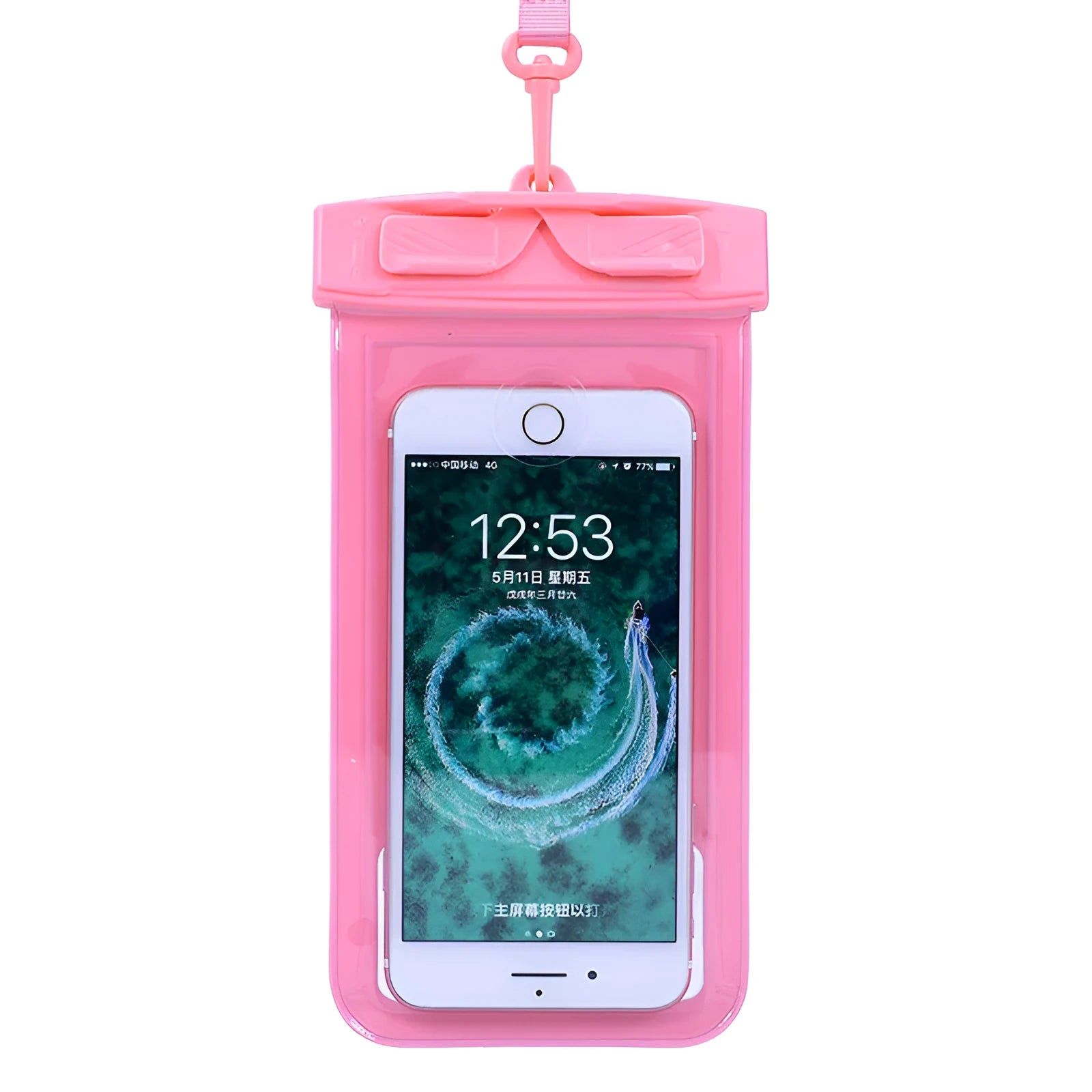 Universal PVC waterproof bag for mobile phones in large and small sizes, shown in multiple colours.