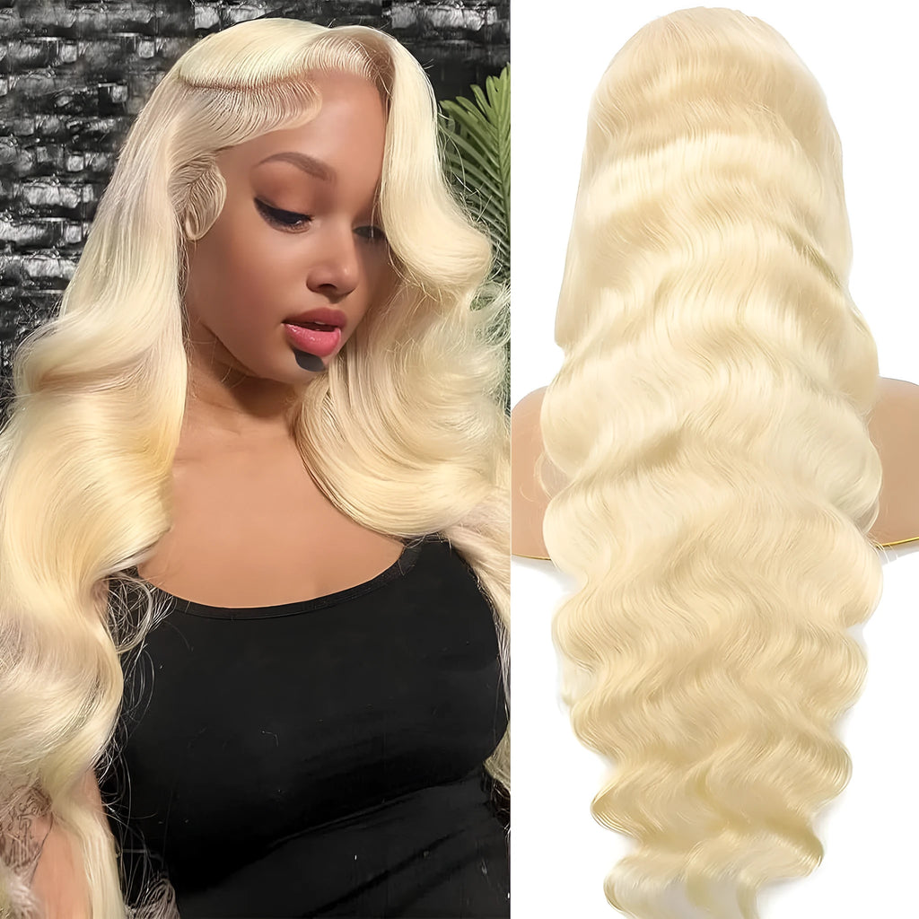Women's front lace synthetic wig with medium-long curly style in M1 539 613# light brown and blonde blend.