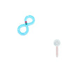 Cat toy turntable with interactive track ball dish in white and blue, size 50x24x5.5cm