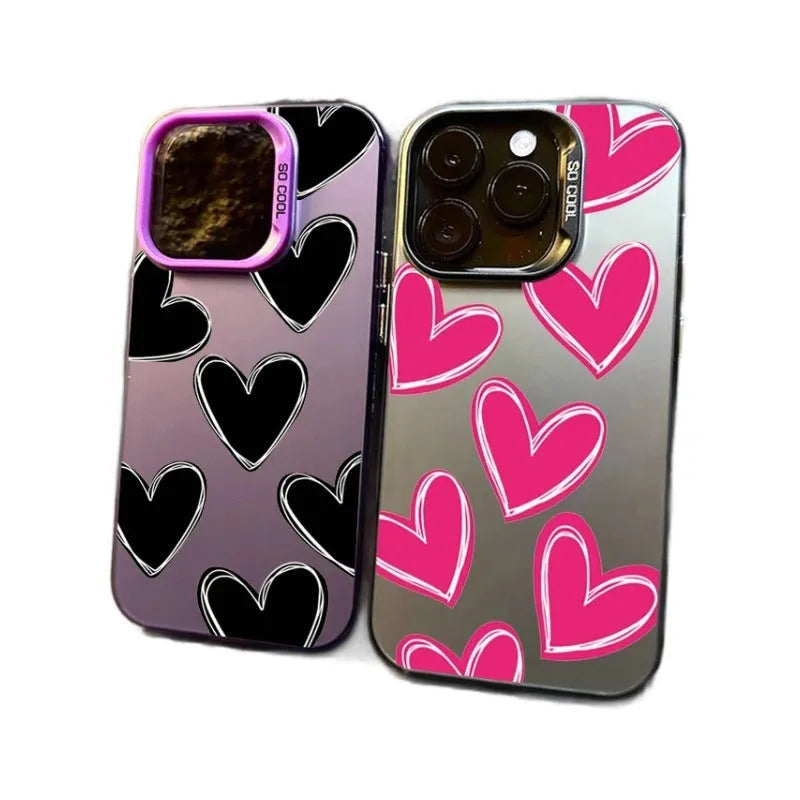 Heart laser mobile phone shell for Apple iPhone in assorted colours with anti-wear and anti-fall design.