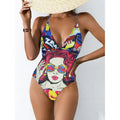 Women's plus size solid colour bikini swimsuit with backless design in blue, purple, green, or pink options
