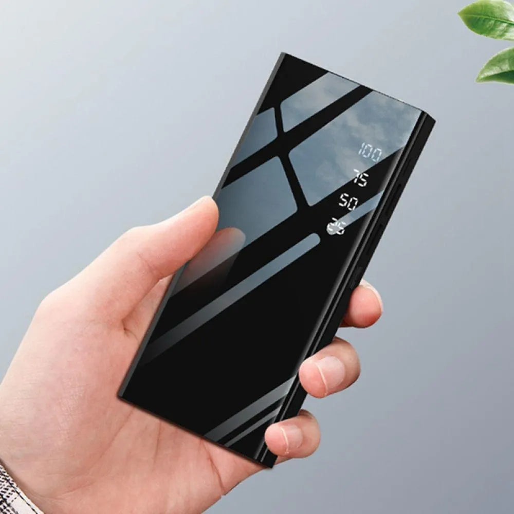 20000mAh portable power bank with LCD display showing battery percentage, black/red/white options