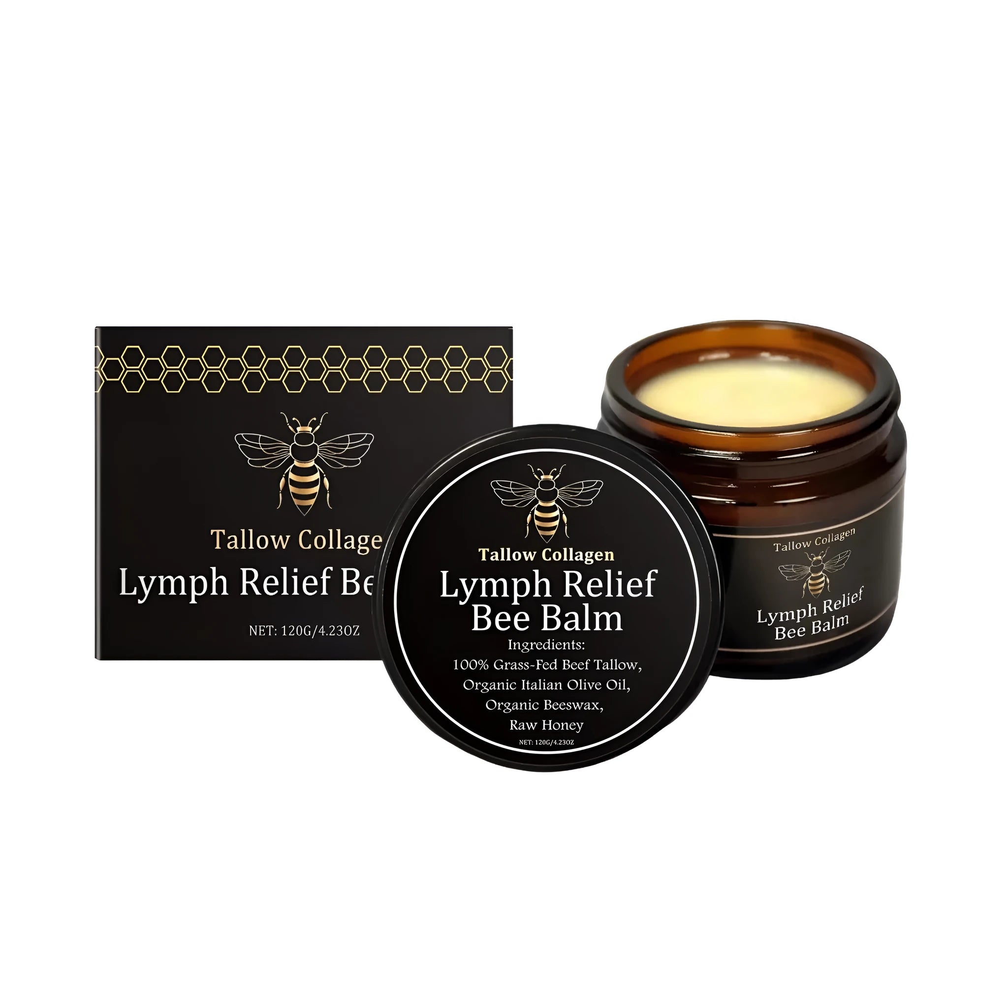 120g jar of propolis body nursing cream with bee venom, olive oil, and honey.