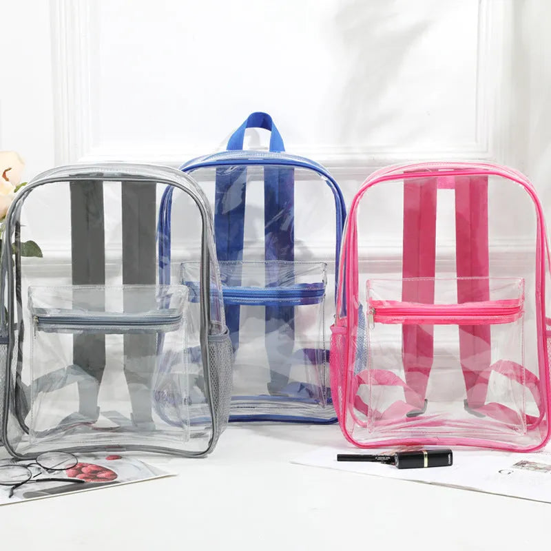Transparent PVC large capacity outdoor travel backpack in various colour options