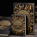 Tree of Life notebook with metallic PU cover, wireless binding, A5 or A6 size, double adhesive paper