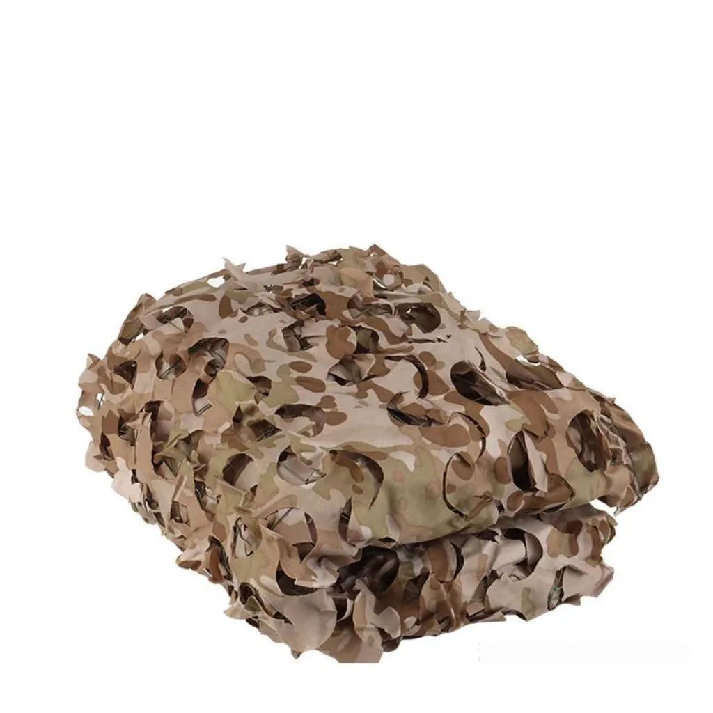 Green camouflage netting set on grass showing textured pattern for sunshade and concealment.