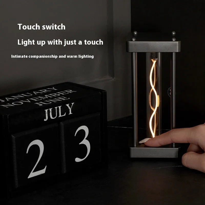 Creative Square Quantum Night Light curved wire USB night lamp metallic gray