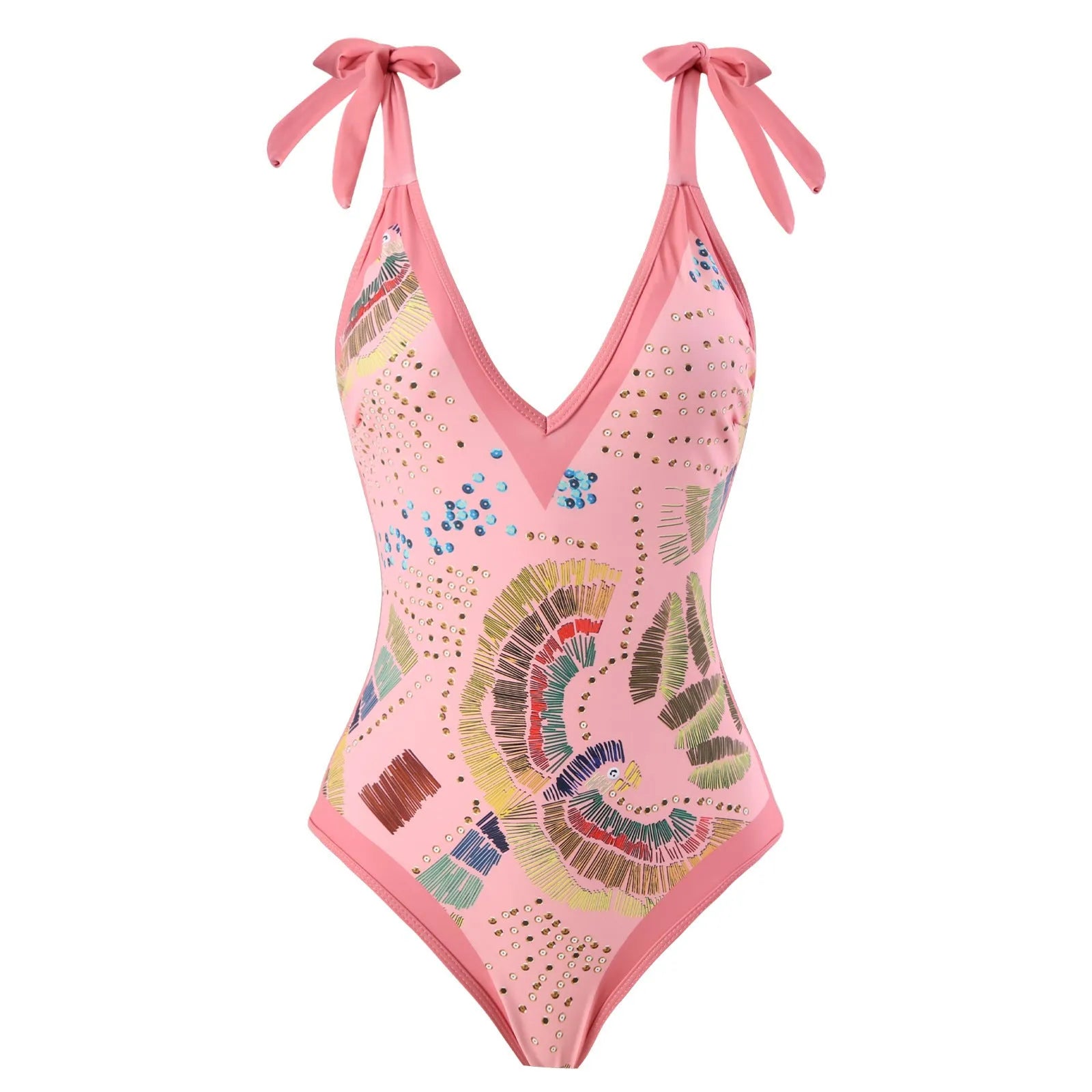 Blue and pink French retro one-piece swimsuit sets with matching gauze skirts for beach and pool.