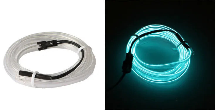 LED interior mood light luminous line door slit light with 3m cable cigarette lighter drive 12V in ice blue or white