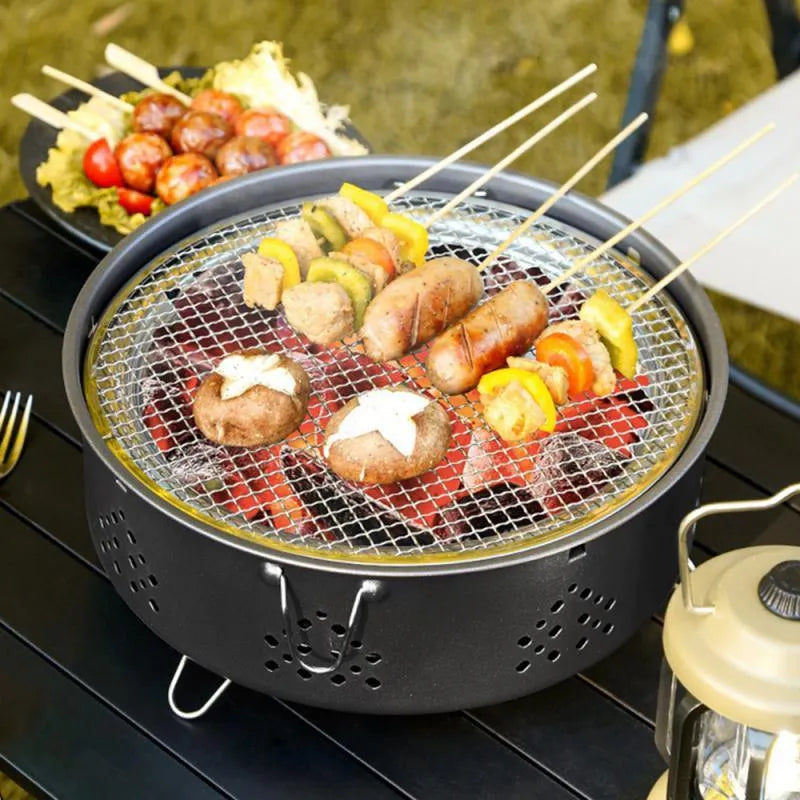 Portable stainless steel barbecue grill with detachable design for outdoor camping and picnics