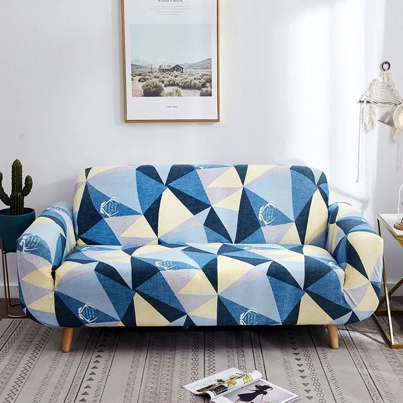 Elastic polyester sofa cover with striped pattern in modern simple style, available in multiple seat sizes.