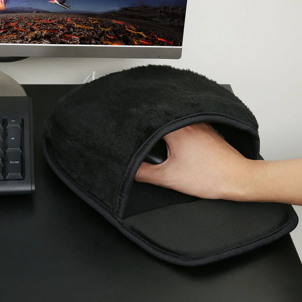 USB heated mouse pad 29x22cm with built-in warmer pad and separate heater in Black or Pink