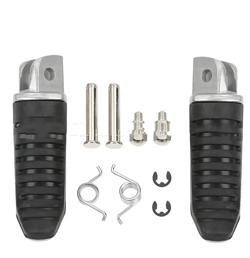 Black aluminium alloy motorcycle footpegs set for Suzuki Hayabusa and V-Strom models.