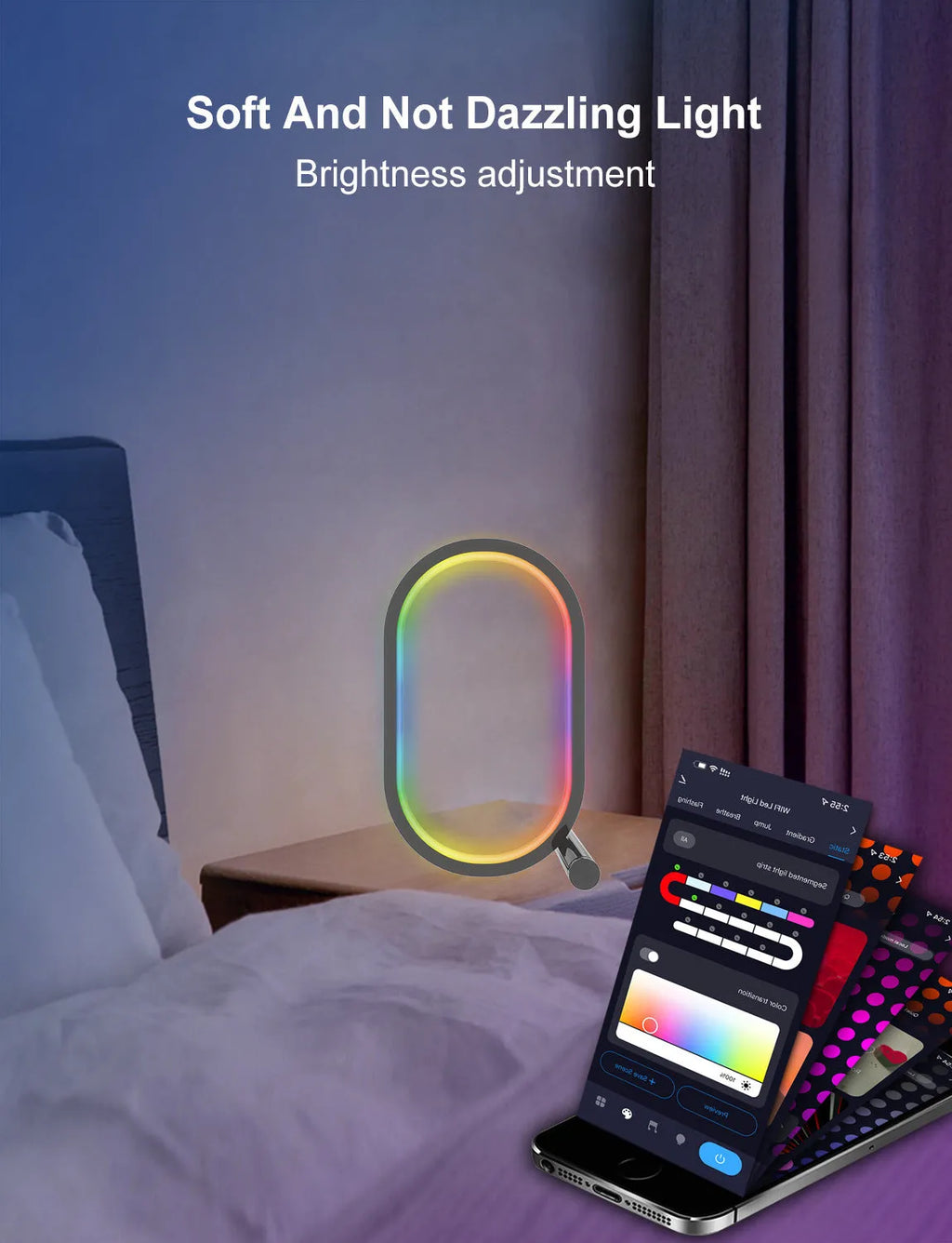 Smart RGB ambience light in black or white with USB power and Bluetooth or graffiti WIFI app control