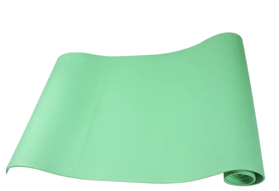 Red EVA fitness yoga mat, 173cm long, shown flat on a wooden floor.
