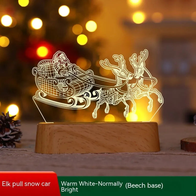Acrylic Christmas LED night light with 3D holiday designs