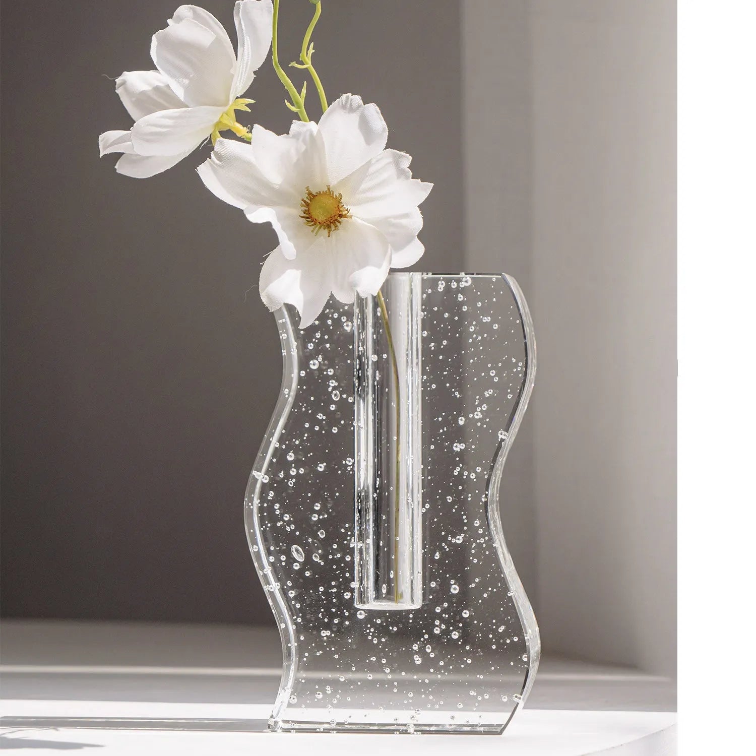 Transparent crystal vase from Solidification Series with fairy-spirit design for modern home decoration