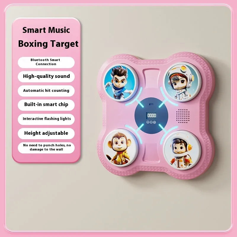 Smart music boxing machine wall target in white, pink, black or blue with optional boxing glove