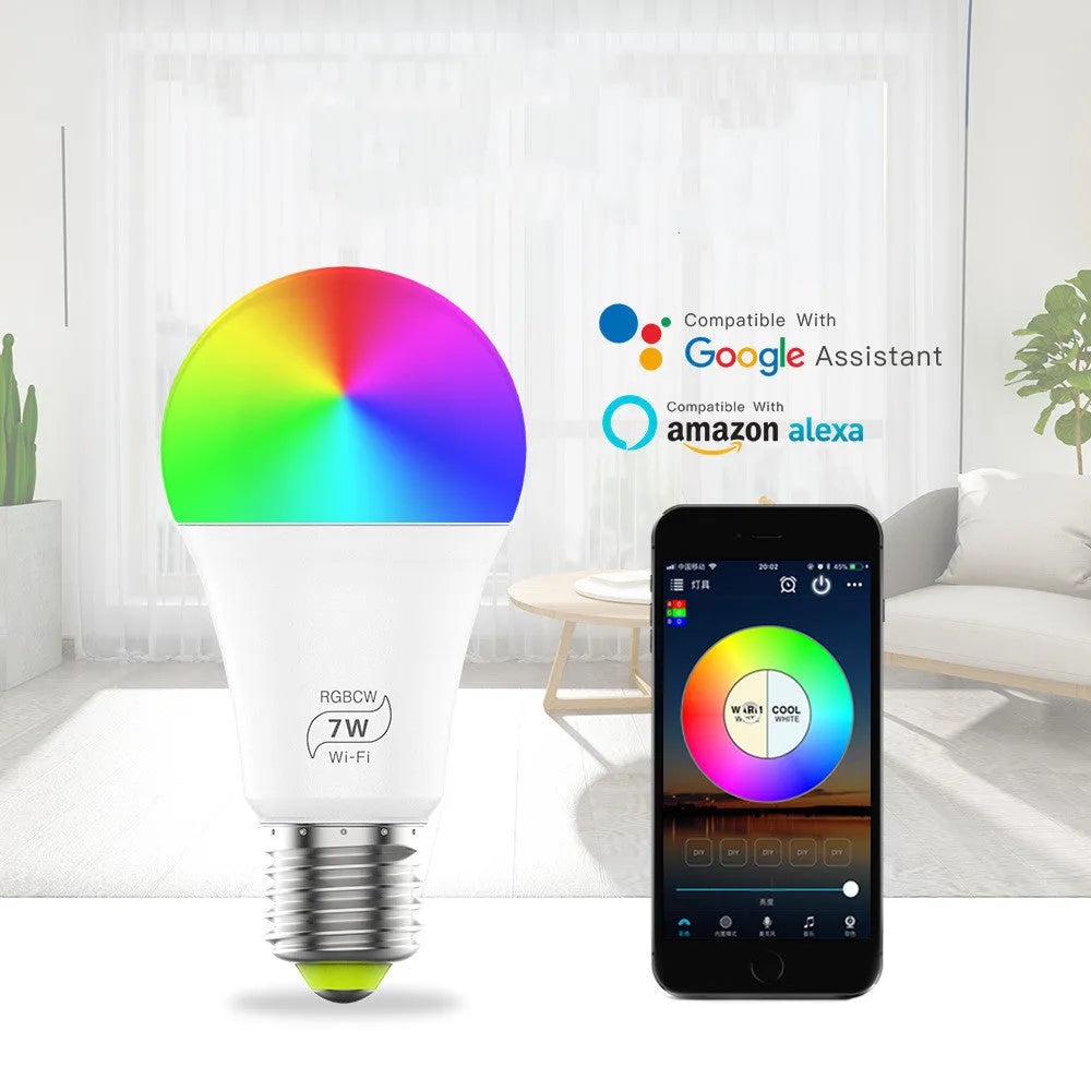 LED Smart Wi-Fi light bulb with Alexa and Google voice control, colour changing features