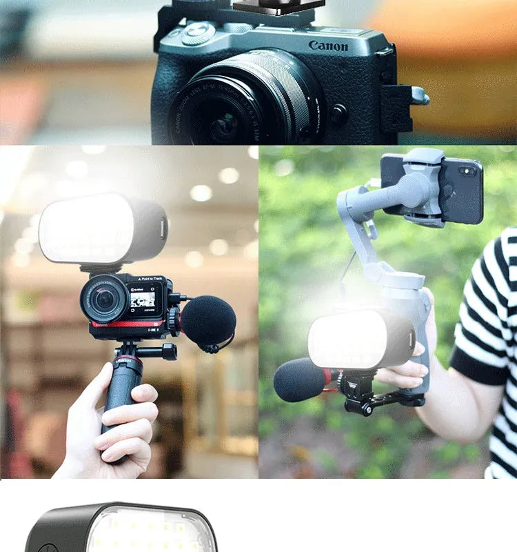 ST-30 black mobile phone fill light with adjustable brightness and six colour palettes for photography