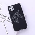 A TPU phone case with a painted line art drawing of a deer on a solid colour background.