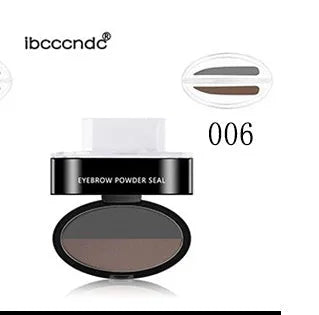 Eyebrow powder stamp kit with 10 colour options including dark brown and light brown shades for natural brows