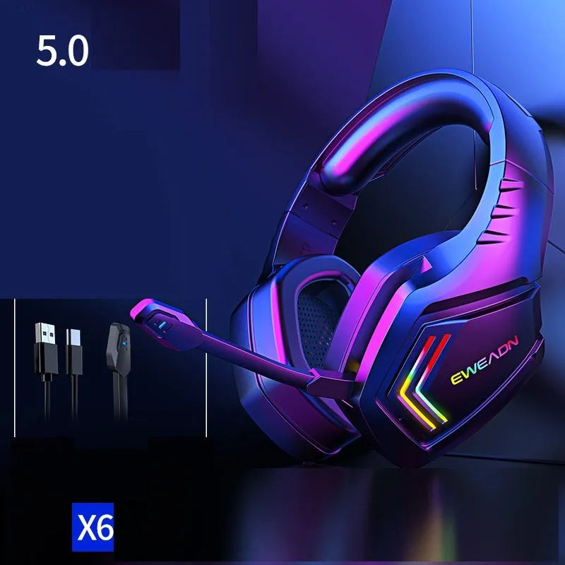 Black RGB version wireless Bluetooth headset with noise reduction and 20m range