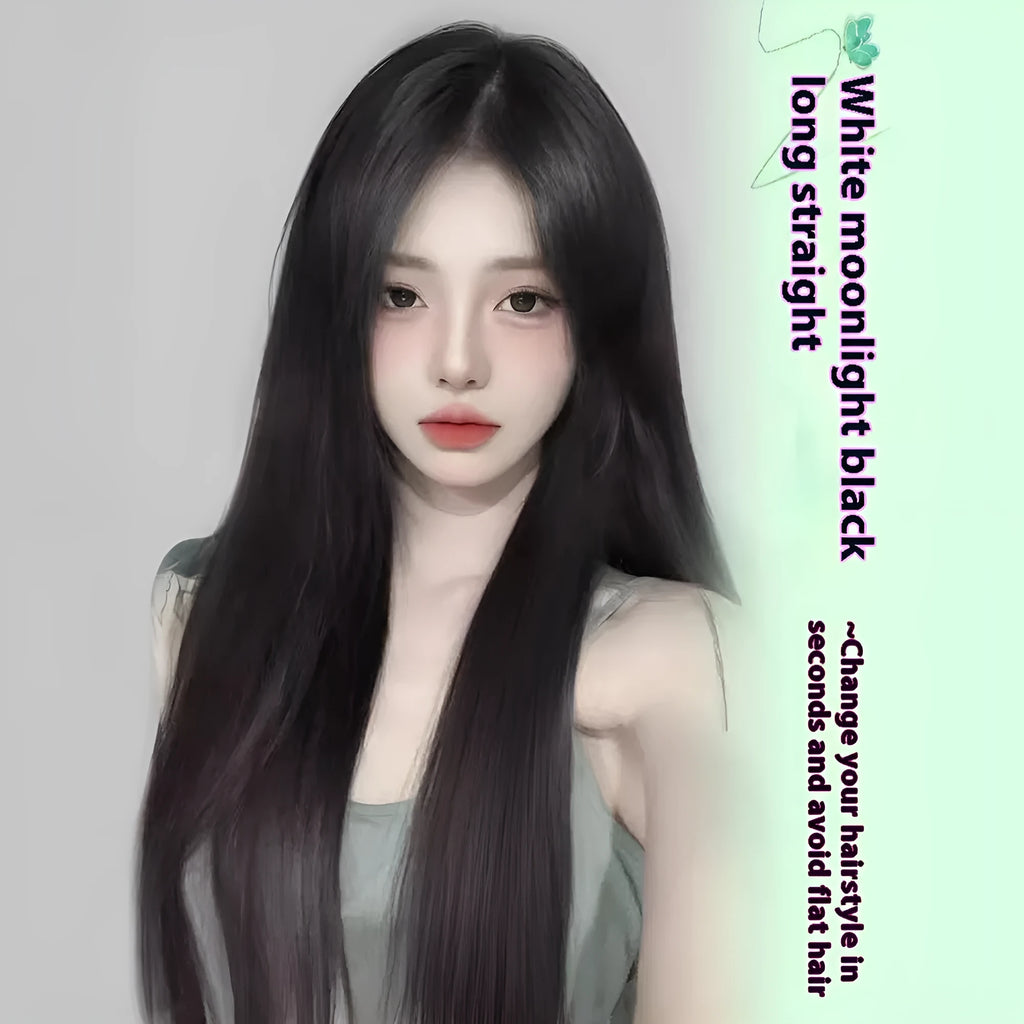 Full-head wig for women with forehead lace construction in heat-resistant fibre material
