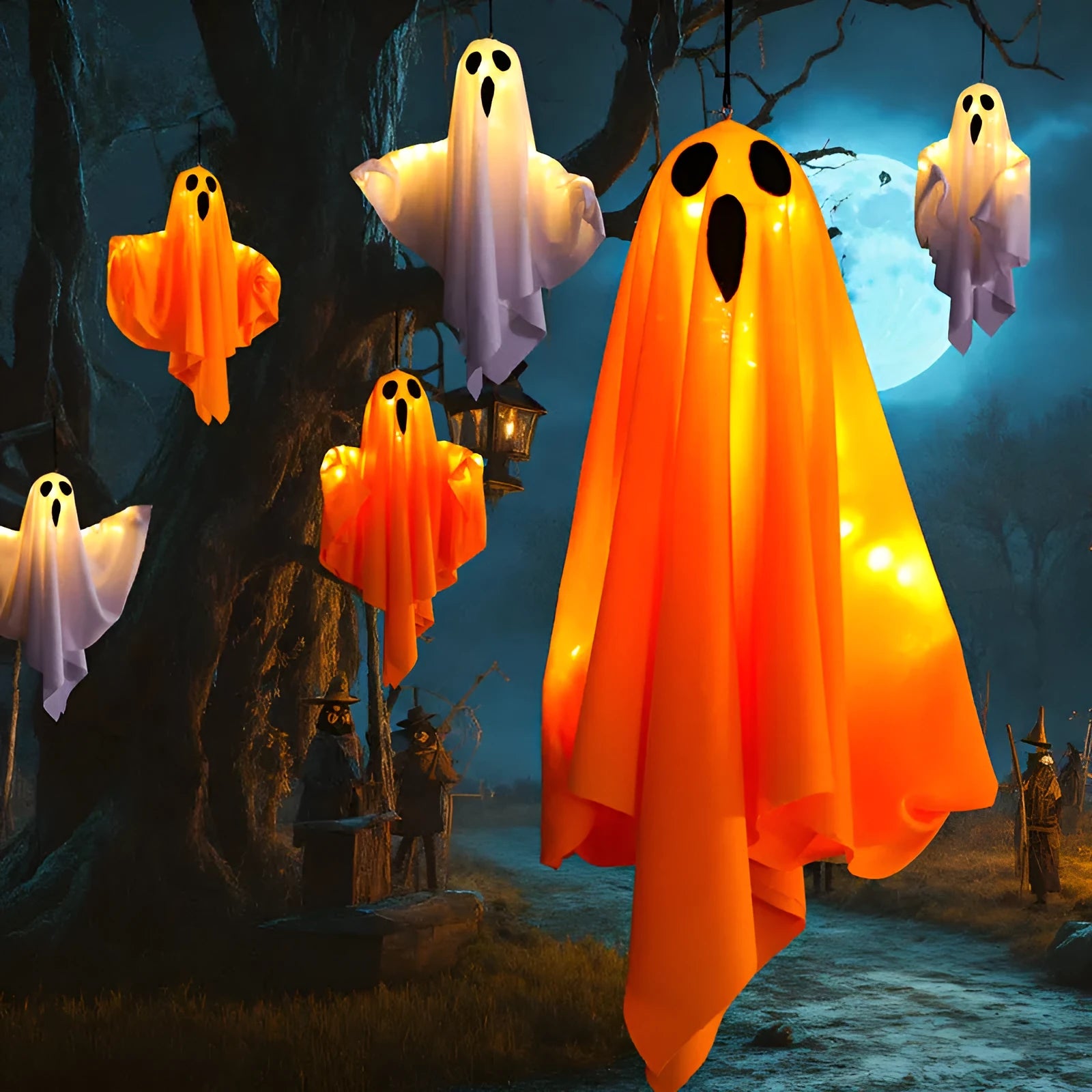 Halloween ghost light decoration with luminous white colour and 4.5V button electronics
