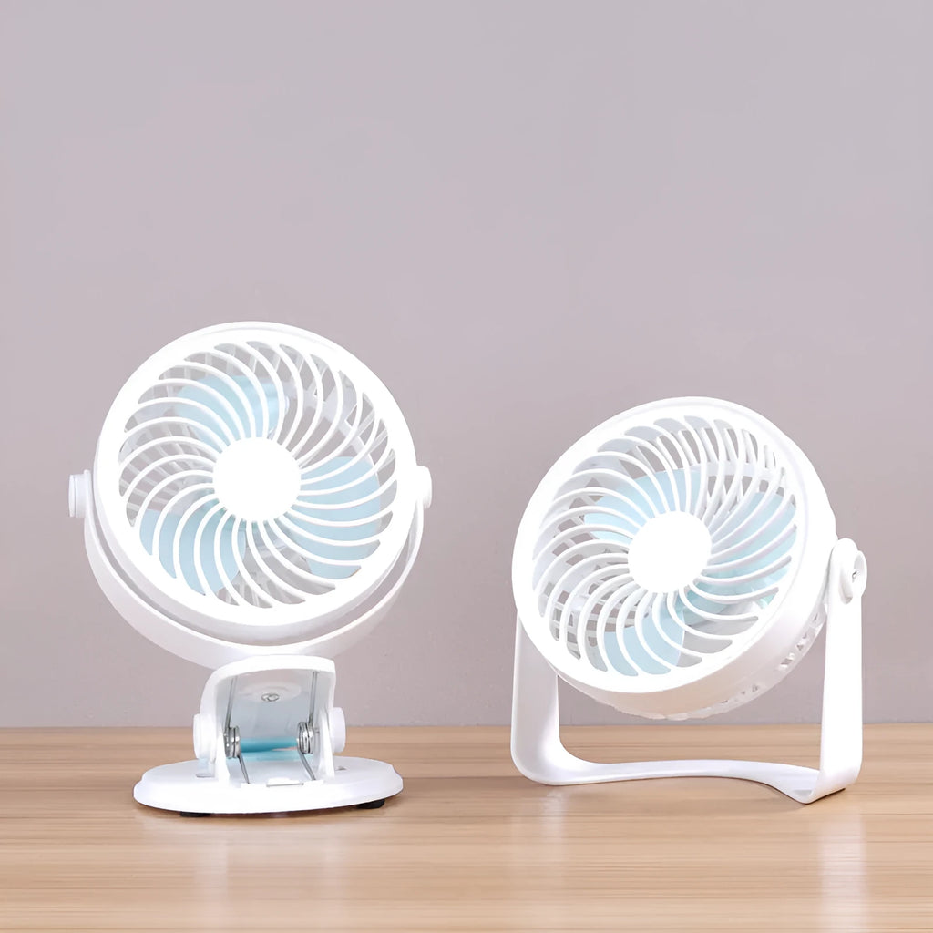 Compact USB-powered desktop fan with three blades and mechanical controls for quiet operation below 36dB