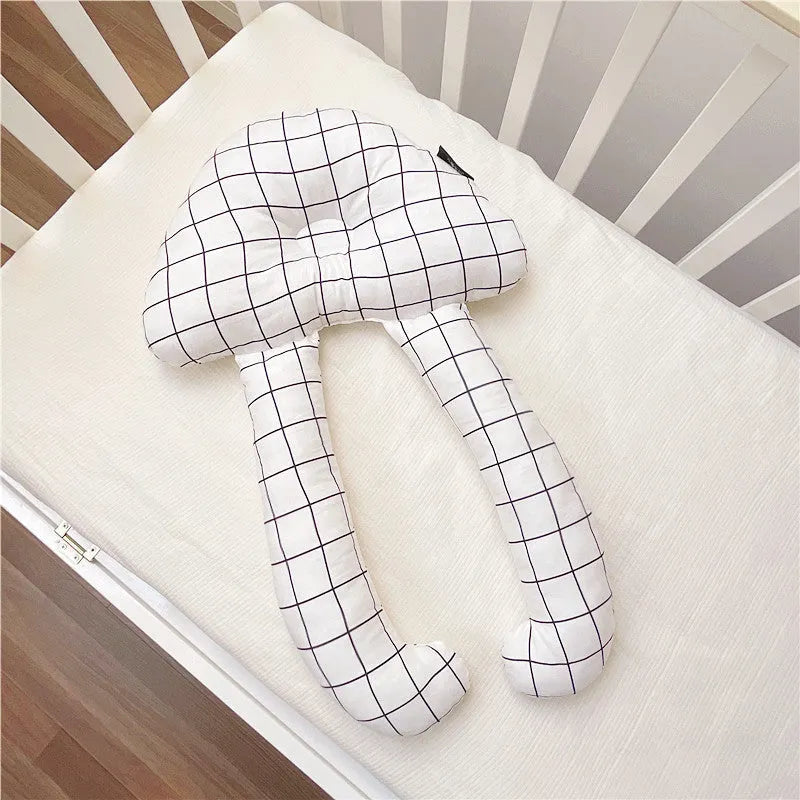 Baby soothing pillow in 60x40cm size, pure cotton fabric with anti-tilt head design