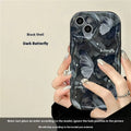 Silicone phone case with butterfly bracket in black for iPhone drop protection