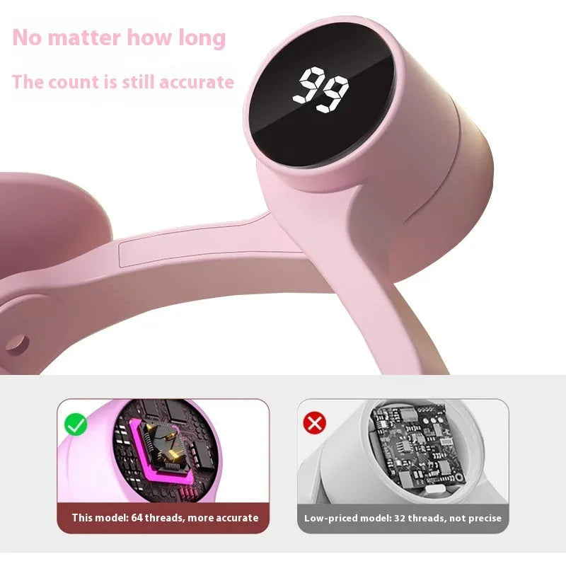 Pink and purple postpartum pelvic floor muscle trainer with PP coated construction and 3-gear adjustable resistance