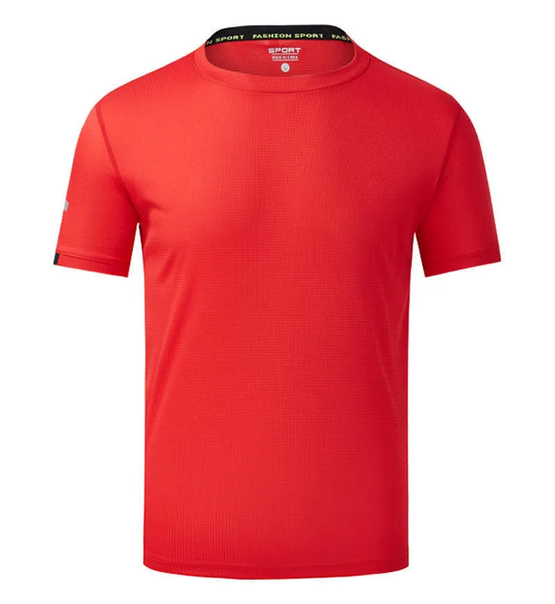 Men's solid colour quick-drying ice silk shirt with short sleeves for summer sports and leisure wear