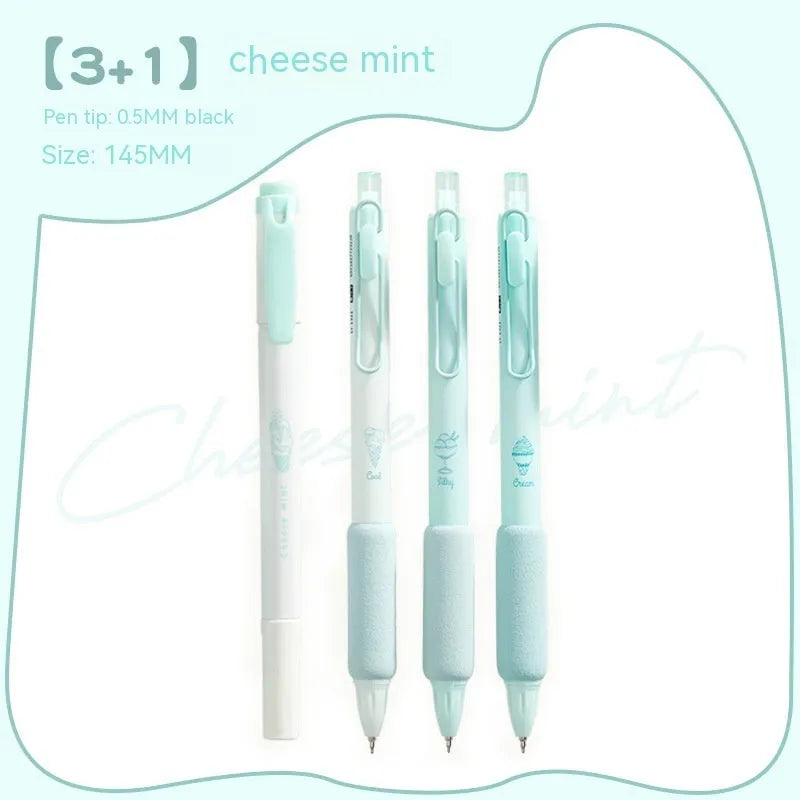 Four double-ended practice calligraphy pens with 0.5mm tips and fluorescent refills.