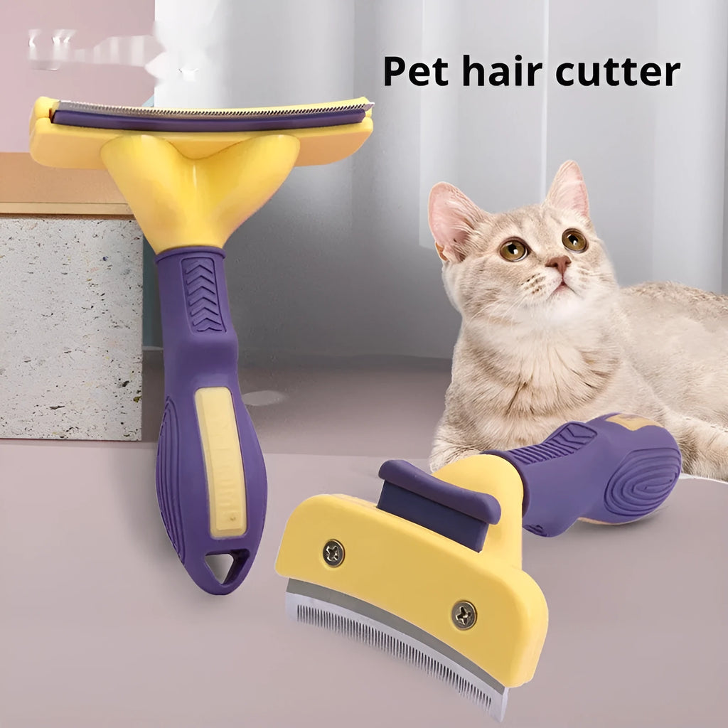 Dog grooming comb with stainless steel blade, available in 7.5cm or 10cm, plastic TPR handle, olive green large option