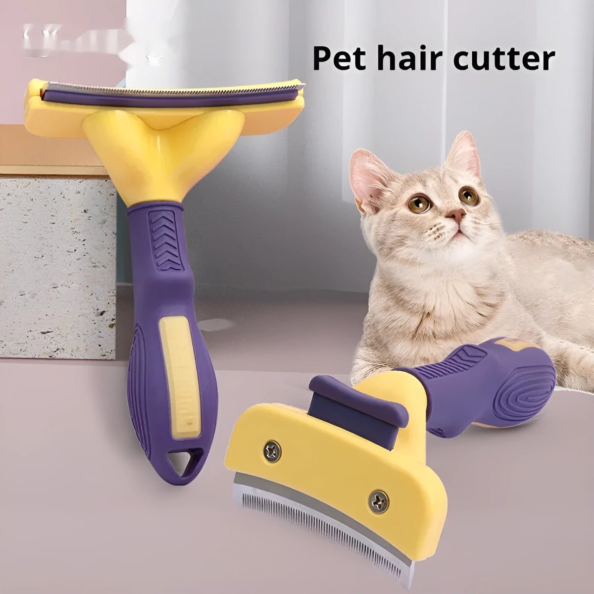 Dog grooming comb with stainless steel blade, available in 7.5cm or 10cm, plastic TPR handle, olive green large option