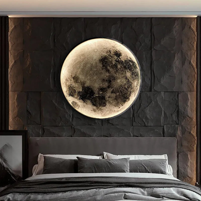 Bedroom bedside moon wall lamp – 30cm diameter dimmable acrylic warm white light