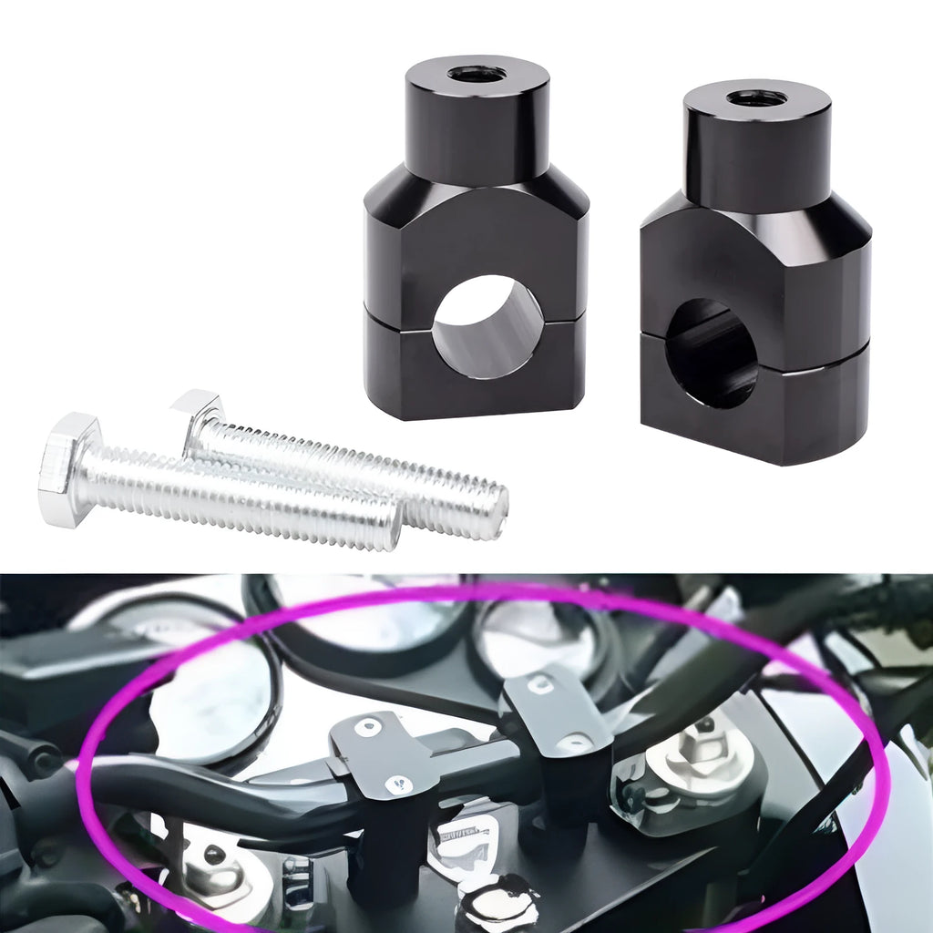 Pair of black aluminium 25mm universal motorcycle handlebar riser codes