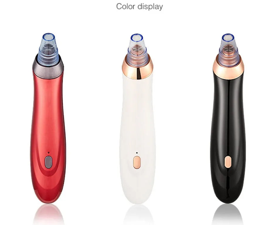 Electric blackhead remover tool with vacuum suction and multiple nozzle attachments