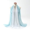 Women's lightweight chiffon scarf in ethnic Pu long style showing draped styling