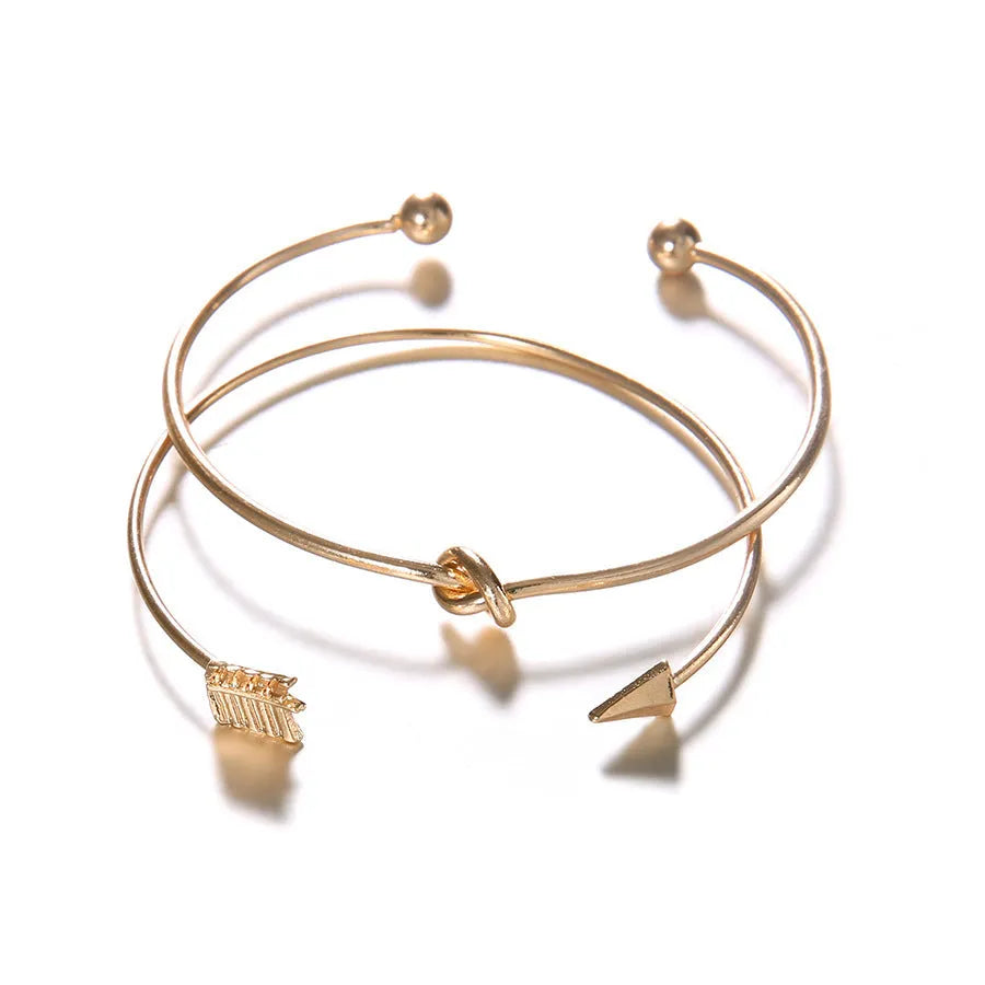 Women's gold-tone vintage arrow knot cuff bracelet with European-American jewellery style