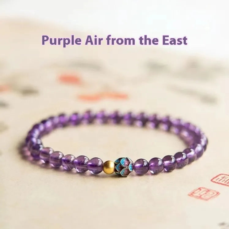 Nine purple lotus bracelet with Chinese student style retro design and mixed material construction