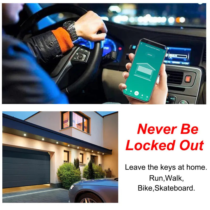 Black WiFi smart garage door controller with USB port for remote and voice control