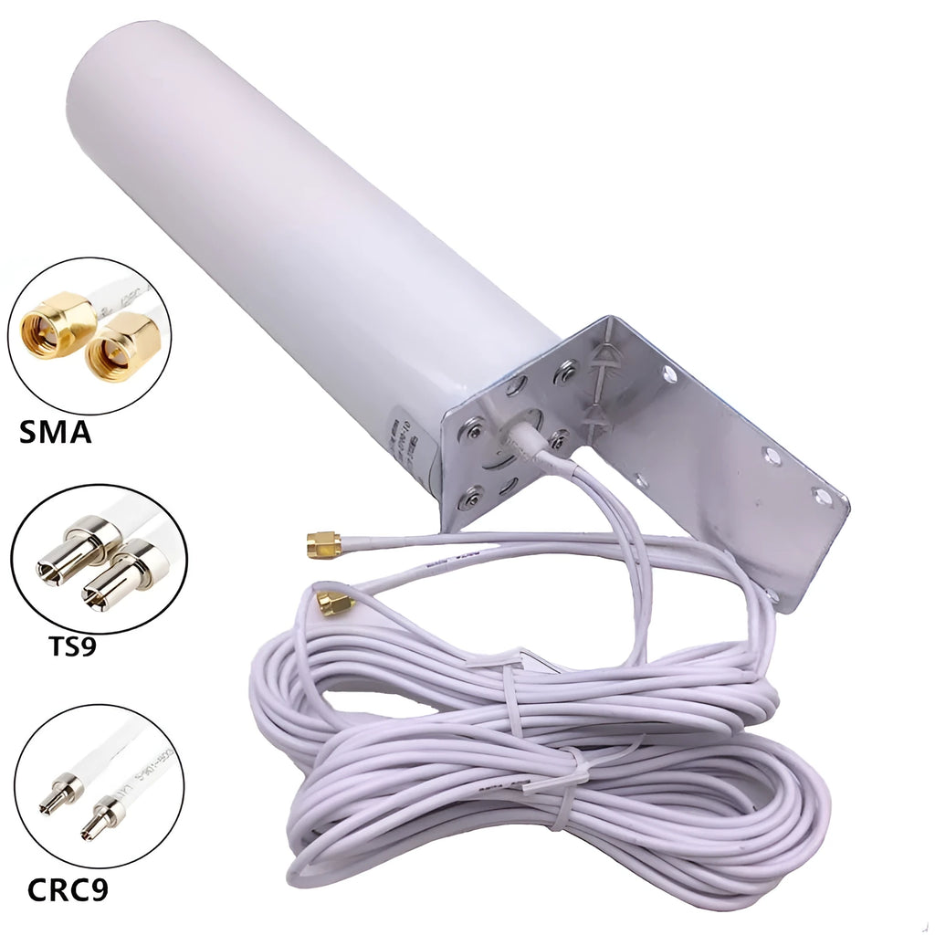 4G LTE router antenna with 12dBi gain, 698-960/1710-2700MHz, 50 Ohm, CRC9 SMA TS9 connector options
