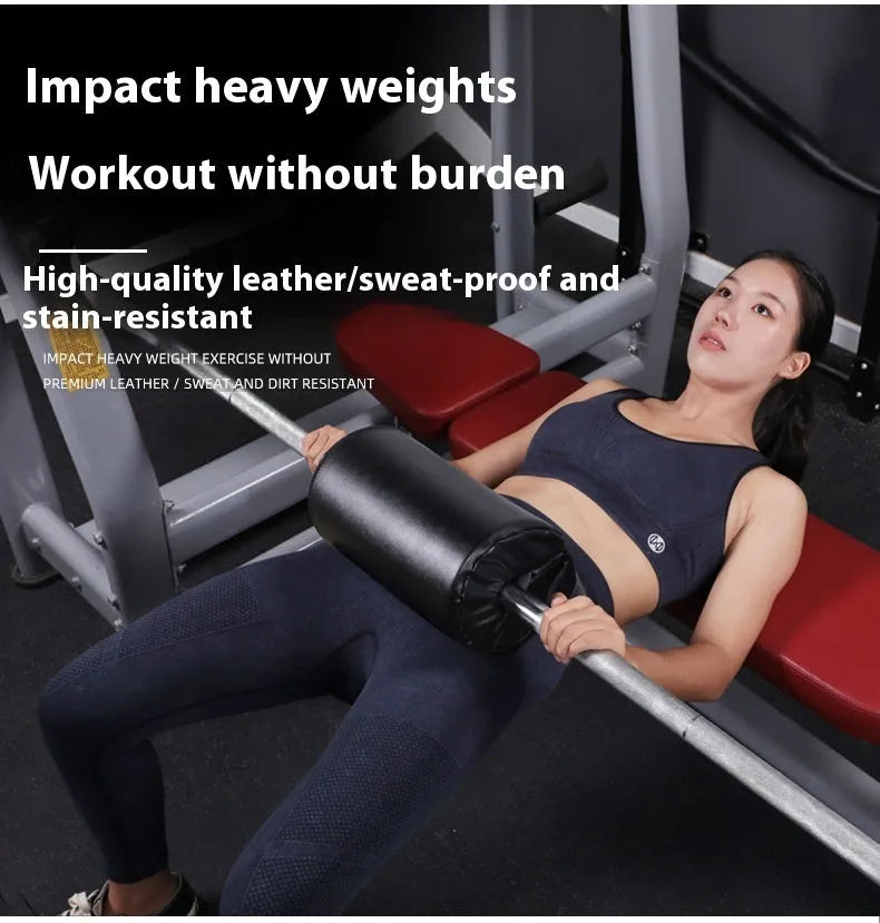 Fitness protective mat for barbell bench press and hip thrust training in square pink colour